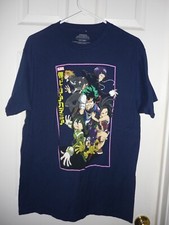 Funimation My Hero Academia Anime Navy Blue T-Shirt Top, 100 Cotton, Sz L