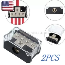 2×Power Ground Amp Distribution Block 0/2/4 Gauge Input 4/8/10 Gauge Output