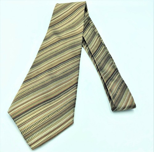 Villini Men's 100% Silk MCM Mad Men Gold Multi-Color Striped Tie - Picture 7 of 7