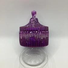 Handmade Resin Trinket Dish With Lid  Purple