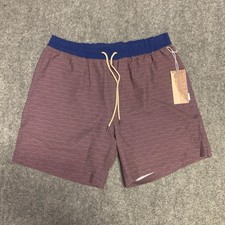 Fair Harbor Men Bayberry Swim Trunks XXL Red Waves Drawstring Shorts Lined 6  