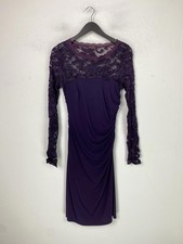 Phase Eight Purple Lace Knee Length Bodycon Dress Long Sleeve UK 16