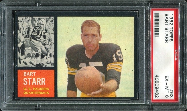 1962 Topps #63 Bart Starr PSA 6 Green Bay Packers HOF University of Alabama