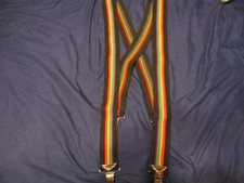 VTG Unisex Mens Womens Rainbow Multi Color Stripes Suspenders on Black EUC Pride
