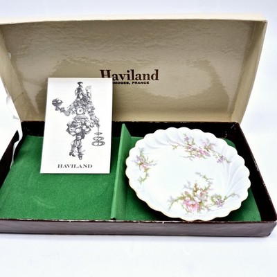 Haviland Limoges France Side Nut Dish 4.25'' Pink Flowers in Original Box 