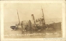 Towing The Remains of Target After Battle Practice Original Vintage RPPC
