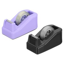 2pcs Tape Dispenser Desk, Small Tape Dispenser Cute Desktop, Purple Black