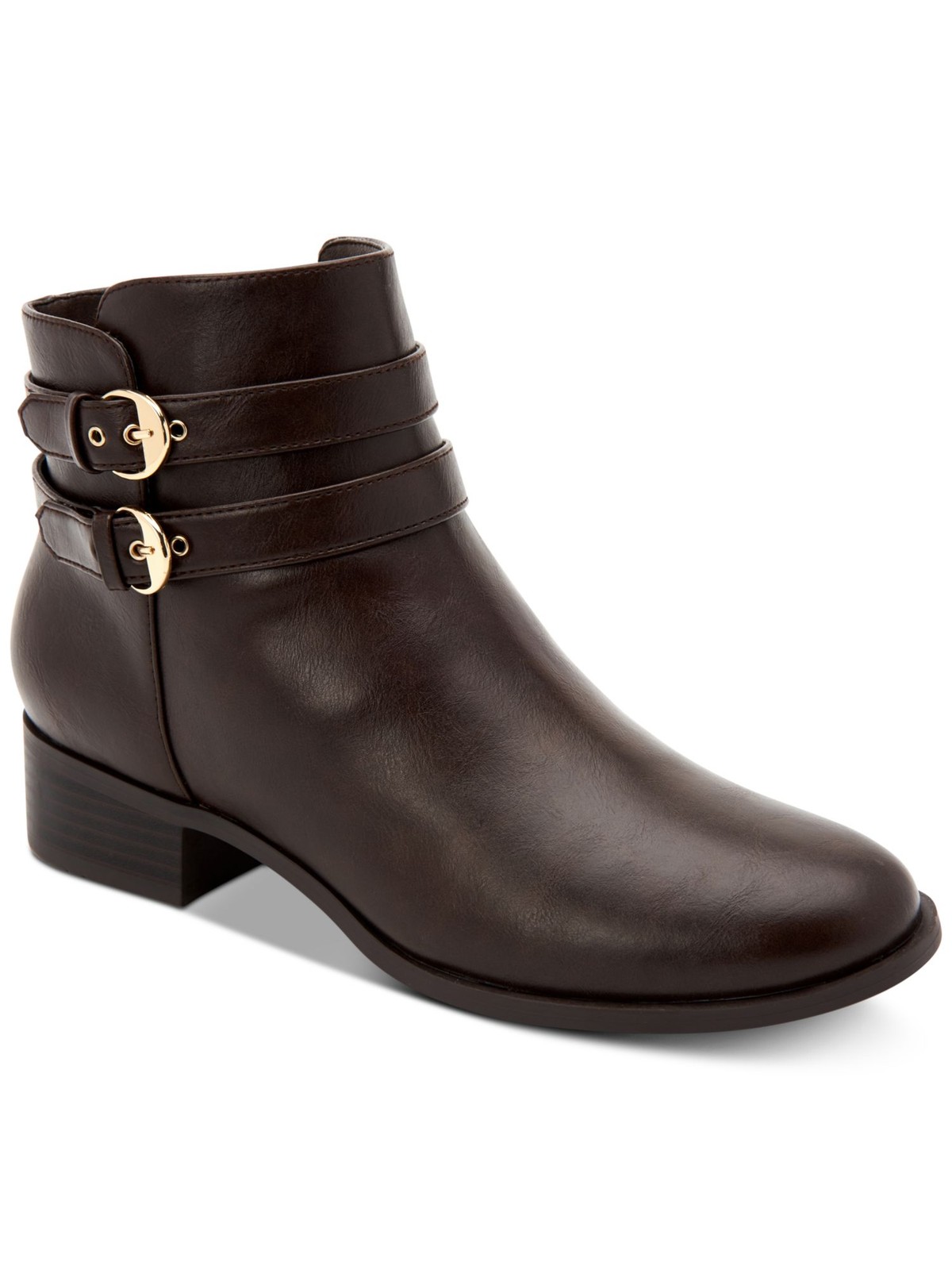 CHARTER CLUB Womens Brown Strappy Jamee Round Toe Block Heel Zip-Up Booties 5 M 6390₽