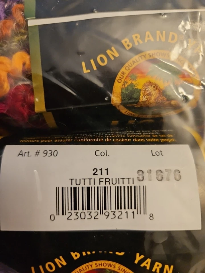 3 Skein Lot Lion Brand Lion Boucle Yarn Color Tutti Fruitti Super Bulky - Image 2 of 4