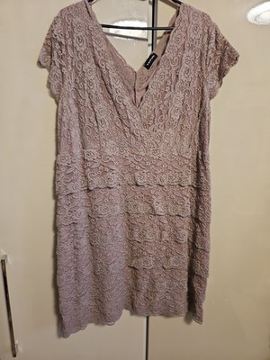 Kleid Gr. 46 Taifun Dehnbar Spitze Rose Rosa