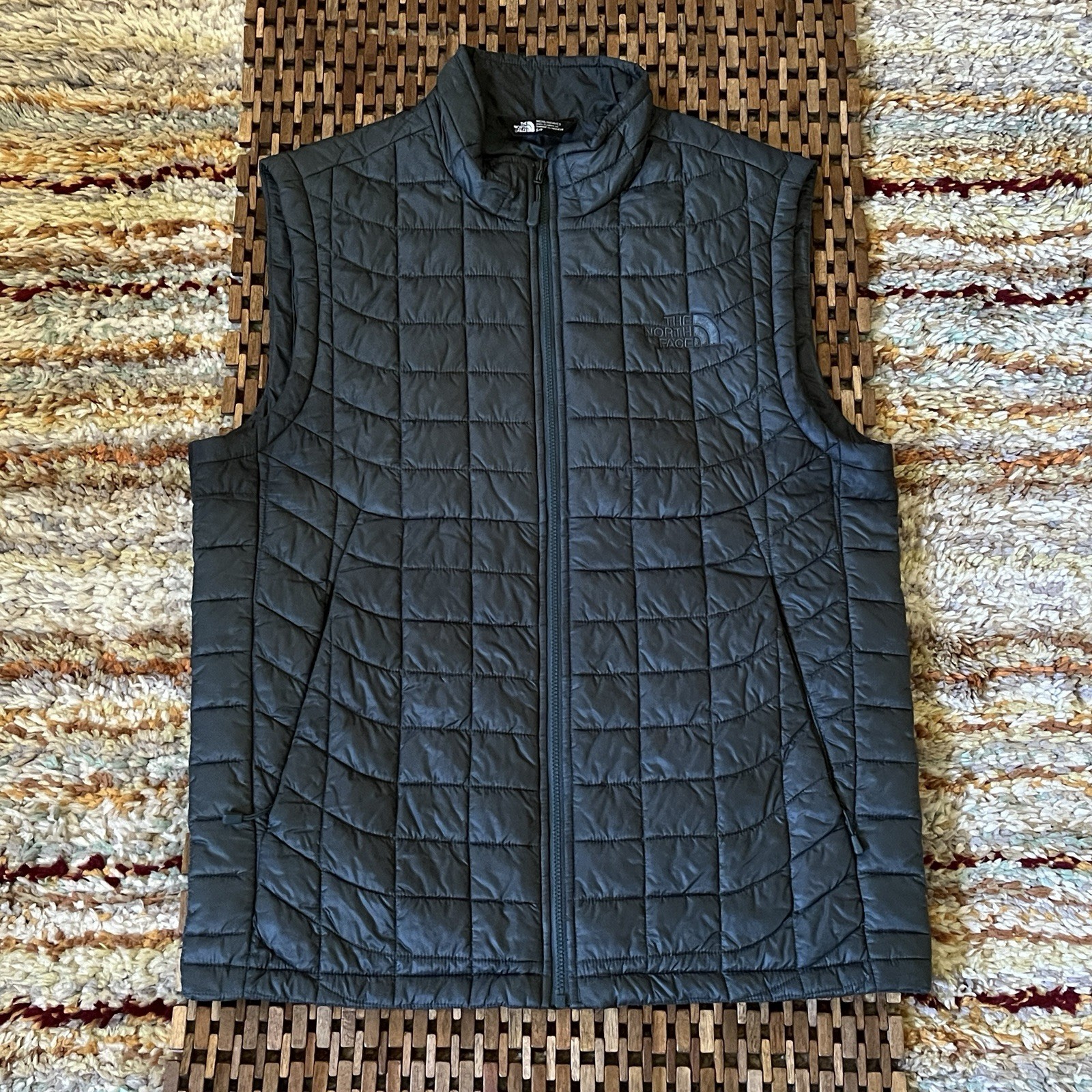 North Face Thermoball Blue Puffer Vest Mens Size S Full Zip