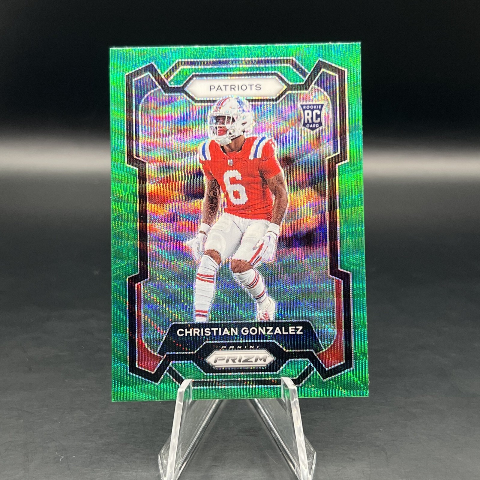 Christian Gonzalez Rookie 2023 Panini Prizm #369 Green Wave Prizm RC Patriots