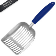 Frxat Cat Litter Scoop, Kitty Metal Scooper, Small, Flat Aluminum-Blue Handle