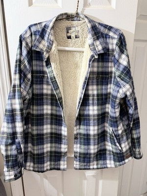 LLBean Shirt Jacket Womens Plus Size 2X Plaid Sherpa Lined