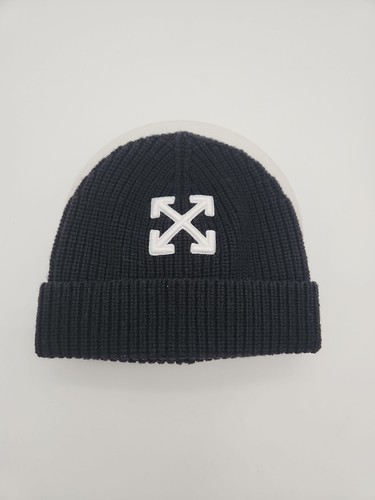 Off-White Virgil Abloh Helvet Wool Beanie Black Dark Gray DS NWT Made In Italy