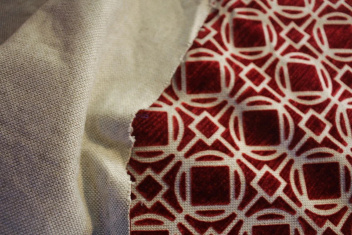 Upholstery Fabric Remnant fancy Woven dark red velvet pattern  57 x 34