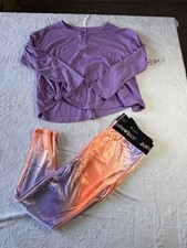 Justice Girls Lot Of 2 Sport Leggings And Purple Casual Top Size XL 16P/ 18P NWT