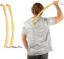 Wooden Bamboo Back Scratcher, 17" Natural Handmade Curved 2PCS Back-Scratchers