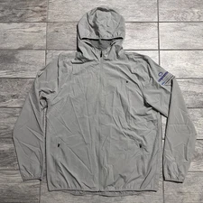 Vuori Outdoor Trainer Shell Hooded Jacket Full Zip Gray Men’s XL (Corp Logo)