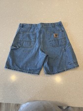 Vintage B29 Carhartt Blue Denim Carpenter Shorts made in USA 15oz heavy duty 