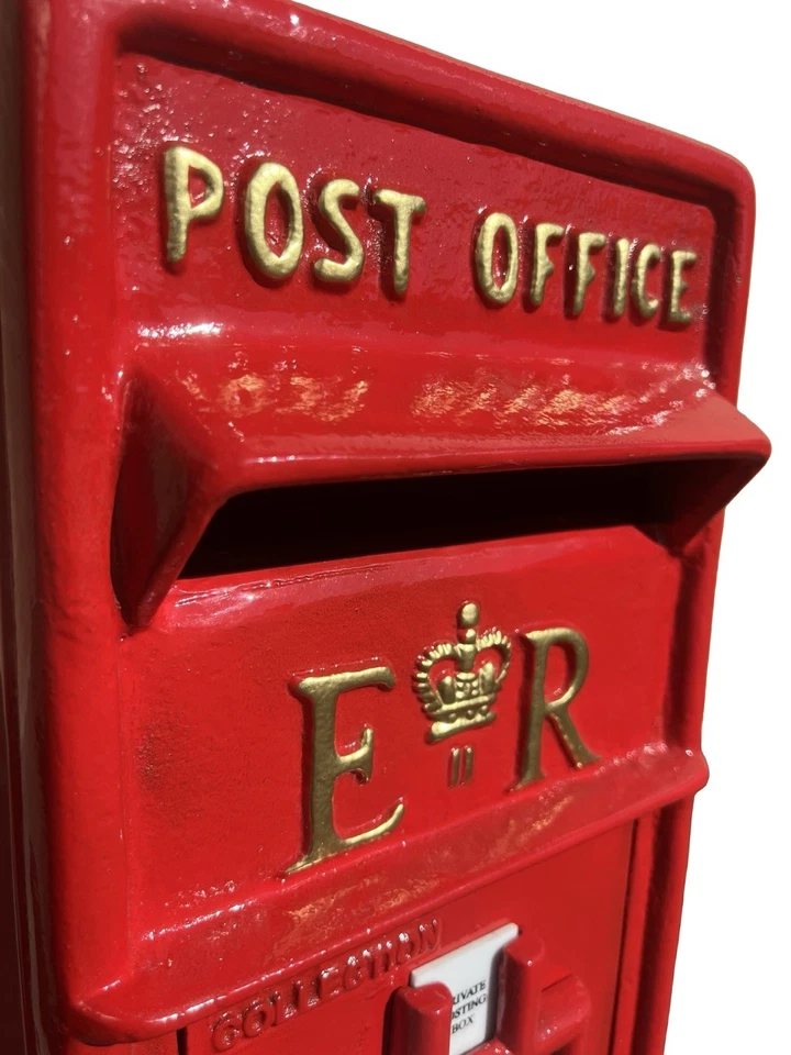 Post Box Red ER Wall Royal Mail Mailbox Cast Iron Heavy Front steel backs letter - Image 2 of 4