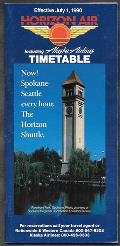 ***1990 Horiizon Air System Timetable - July 1, 1990***