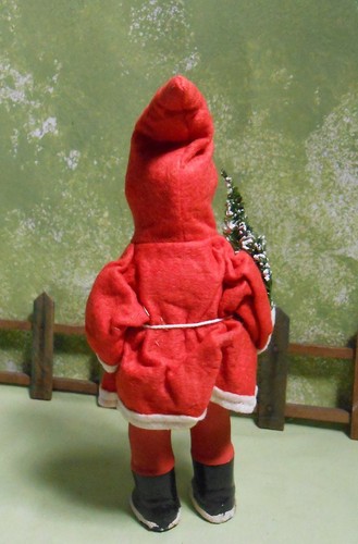 German Santa with Papier-Mache , Germany, Fur Beard, 8 1/2" Tall - Picture 4 of 4
