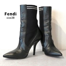 FENDI Sock Boots Shoes EU 38 US 8 Black Authentic