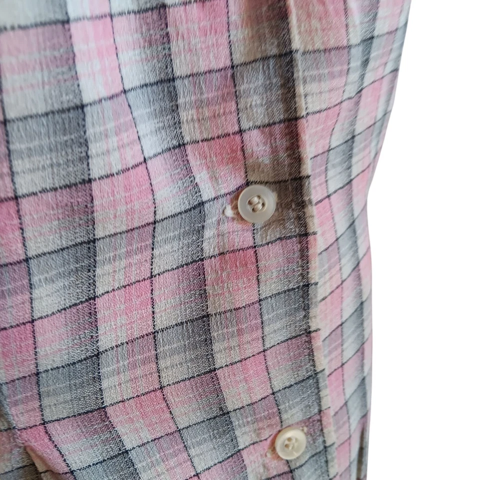 1950's Atomic Women's Medium Top Vintage Dee Cee Sleeveless Pink/Gray Plaid USA - Image 3 of 4