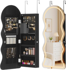 LED Mirror Jewelry Cabinet, Wall/Door Mounted Jewelry Organizer, Jewelry Aromire