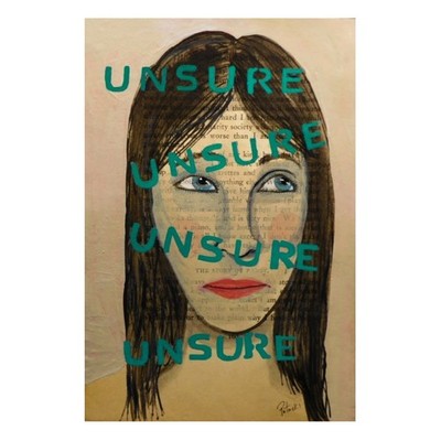 Original Naive Folk Outsider Art Woman Feeling Unsure Potocki 5.5x8