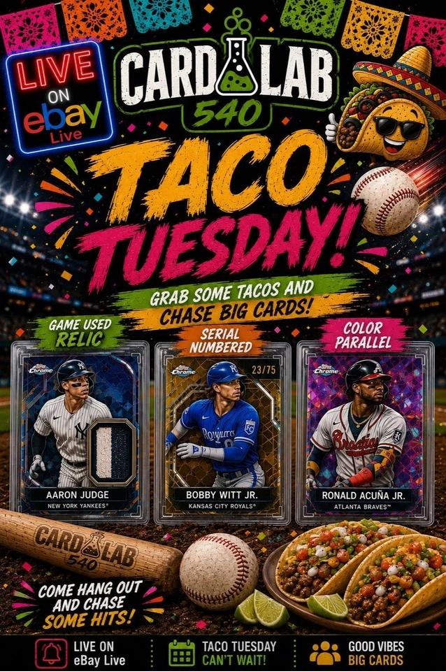 Card Lab is LIVE ~ Taco Tuesday Baseball ⚾ Relics, Serials, & Parallels