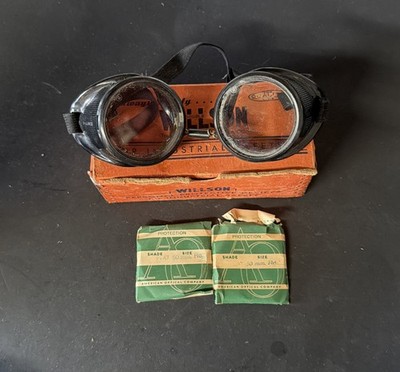 Vintage Willson Safety Goggles Motorcycle Steampunk With Box