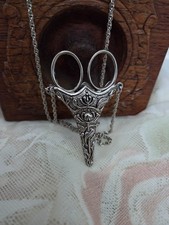 Vintage Style Embroidery Scissors, with Pewter Sheath, and Chain Neckless