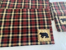 4 napperons et 1 plat torchon plaid avec ours noir applique parc designs cabine