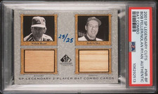 2001 SP Legendary Cuts Bob Feller Nolan Ryan Bat Combo /25 PSA Auth