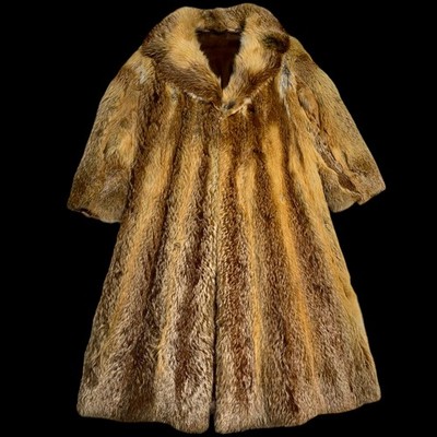 Natural Red Fox Fur Coat Long Warm Size XS
