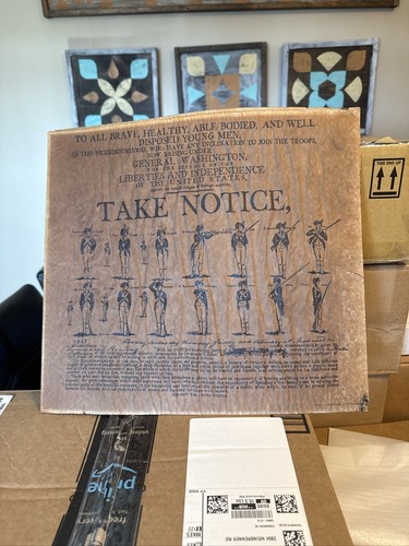 Revolutionary War Broadside Print Gen. Washington Soldiers