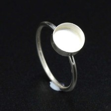 925 Sterling Silver 10mm Round Bezel Cup Ring Blank Cabochon Setting DIY Jewelry