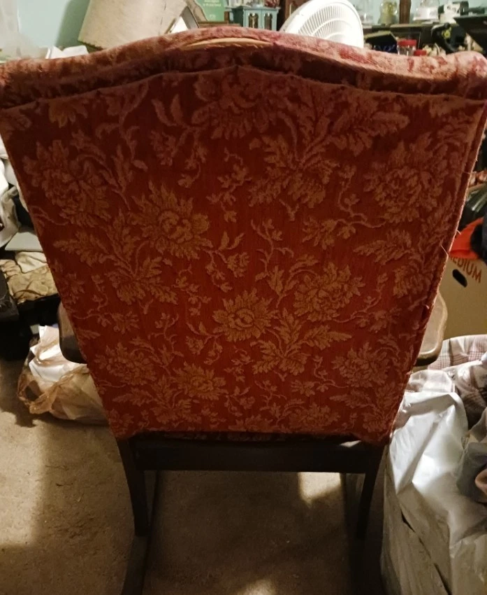 Antique Rocking Chair, Very Good Condition, Upholstered, W/Wood Trim, Elegant! - Image 2 of 4