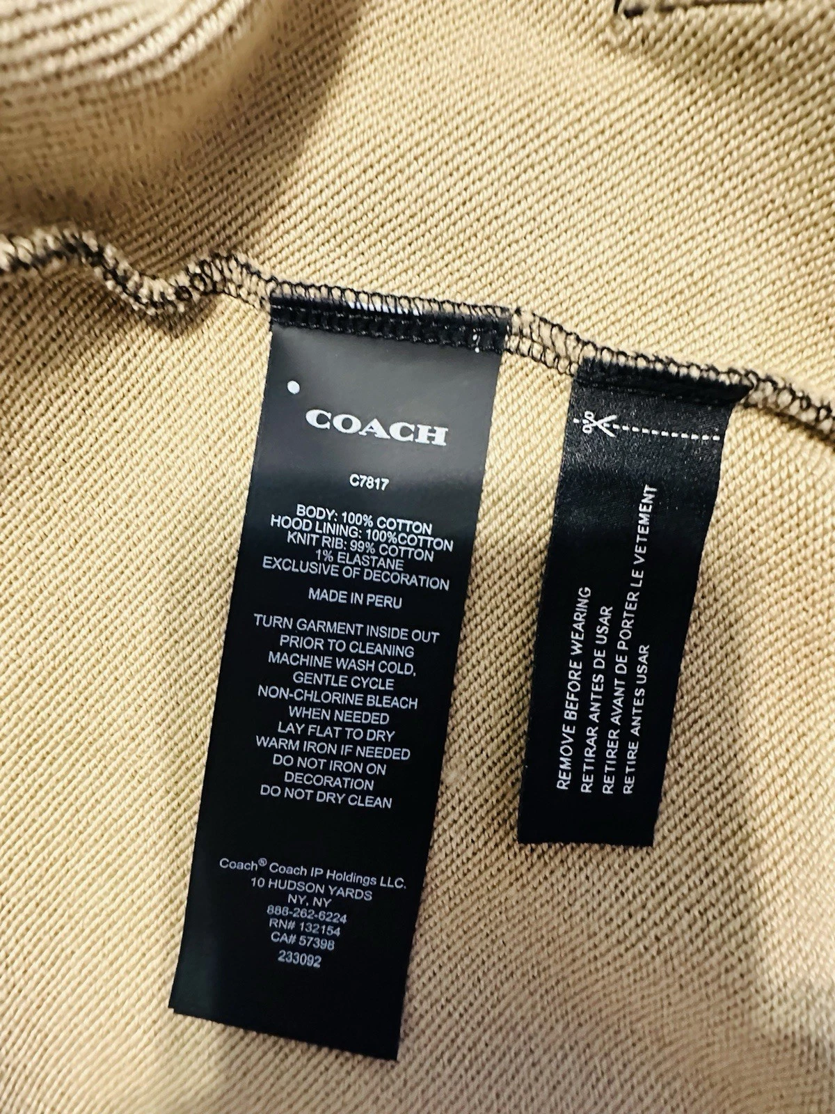 Coach Felpa con Cappuccio Uomo Zip Taglia X Small Firma Logo C Nero Marrone