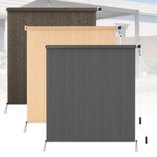 Outdoor Roller Shades 5' W x 8' L, Cordless Patio Sun Shade Blinds, 90 UV Prote