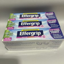 Qty 6 Effergrip Denture Adhesive Cream  2.5 oz tubes Extra Strong Holding Power