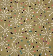 Michael Miller Fabric PIN SPIN Avocado Green Starburst Multicolor 44” BTY