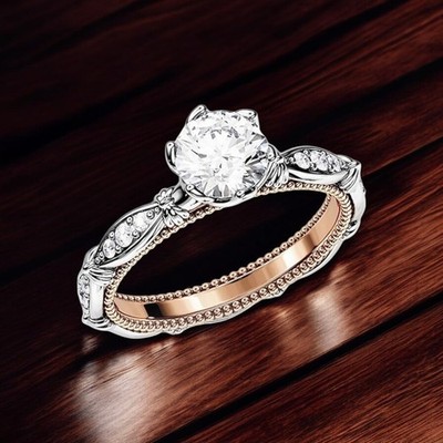 14K mehrfarbiger Gold Diamant Ring 1,20 Karat IGI Lab Created Rundschliff E F...