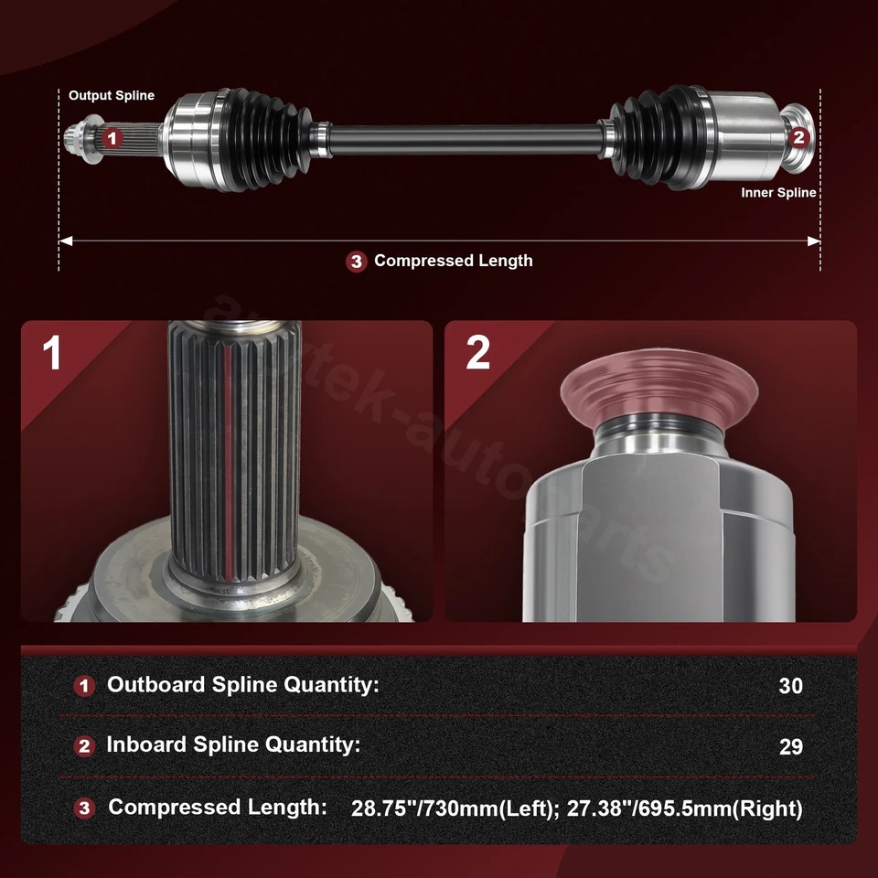Eje delantero izquierdo derecho CV para Acura MDX 2007-2009 2009-2011 Honda Pilot Foto 3 de 4