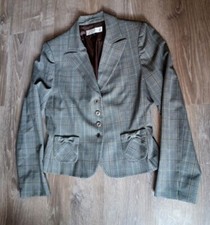 Tahari by Arthur S Levine Green/Gray Plaid 4 Button Blazer Jacket Sz 8 Lined