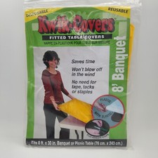 Kwik-Covers Gold Fitted Table Cover- 8ft.x30in. Banquet Or Picnic Table Lot Of 2