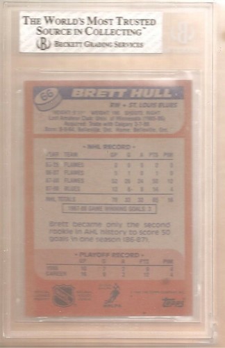 BRETT HULL~ST. LOUIS BLUES~1988-89 TOPPS ROOKIE CARD ~BGS/BVG 7 NEAR MINT - Picture 3 of 3