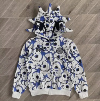 Glo Style Gang The Glory Full Zip Hoodie Blue cartoon print Men's Zip-up Hoodie